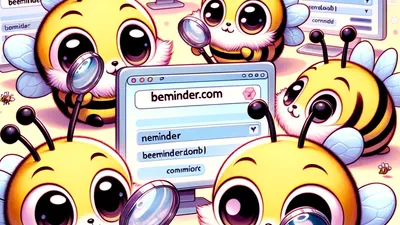 Bees looking at screens with URLs on them