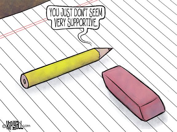 Picture of a pencil telling an eraser, 