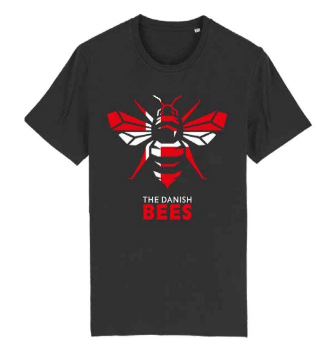 A tshirt with a bee graphic and the phrase 